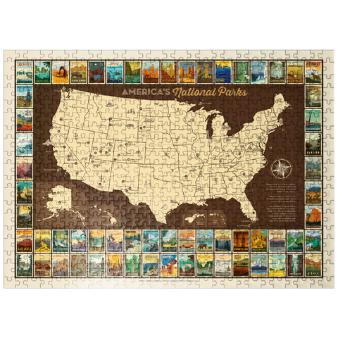 puzzleplate 63 National Parks: Map Of USA 500 Jigsaw Puzzle