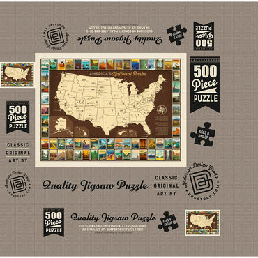63 National Parks: Map Of USA 500 Jigsaw Puzzle box 3D Modell