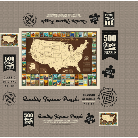 63 National Parks: Map Of USA 500 Jigsaw Puzzle box 3D Modell