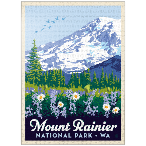 puzzleplate Mount Rainier National Park: Wildflowers, Vintage Poster 1000 Jigsaw Puzzle