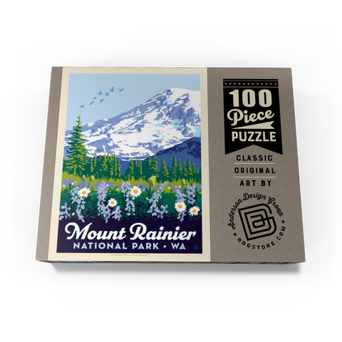 Mount Rainier National Park: Wildflowers, Vintage Poster 100 Jigsaw Puzzle box view3