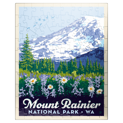 puzzleplate Mount Rainier National Park: Wildflowers, Vintage Poster 100 Jigsaw Puzzle