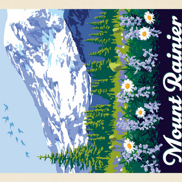 Mount Rainier National Park: Wildflowers, Vintage Poster 100 Jigsaw Puzzle 3D Modell