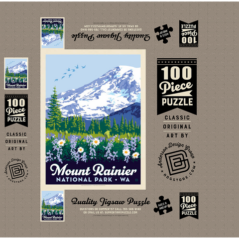 Mount Rainier National Park: Wildflowers, Vintage Poster 100 Jigsaw Puzzle box 3D Modell
