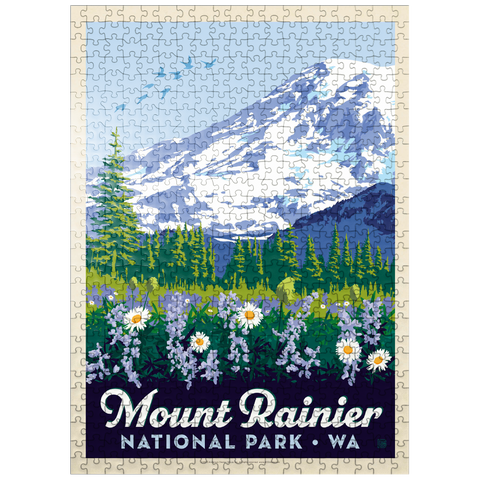 puzzleplate Mount Rainier National Park: Wildflowers, Vintage Poster 500 Jigsaw Puzzle