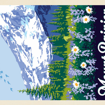 Mount Rainier National Park: Wildflowers, Vintage Poster 500 Jigsaw Puzzle 3D Modell