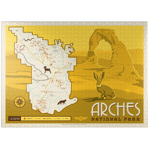 puzzleplate Map of Arches National Park, Vintage Poster 1000 Jigsaw Puzzle