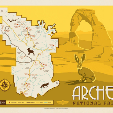 Map of Arches National Park, Vintage Poster 100 Jigsaw Puzzle 3D Modell