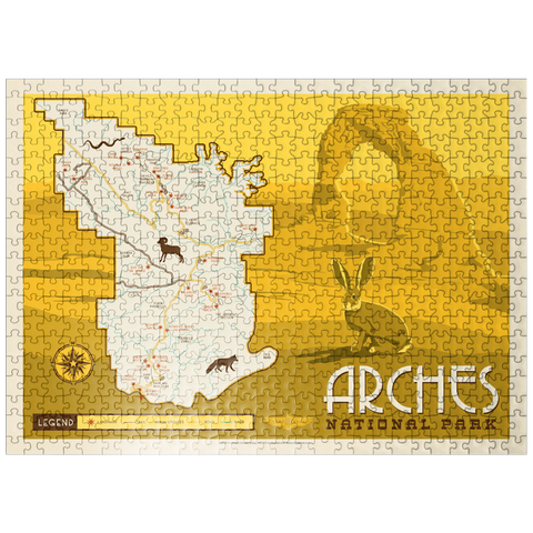 puzzleplate Map of Arches National Park, Vintage Poster 500 Jigsaw Puzzle