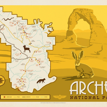 Map of Arches National Park, Vintage Poster 500 Jigsaw Puzzle 3D Modell
