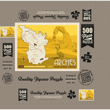 Map of Arches National Park, Vintage Poster 500 Jigsaw Puzzle box 3D Modell
