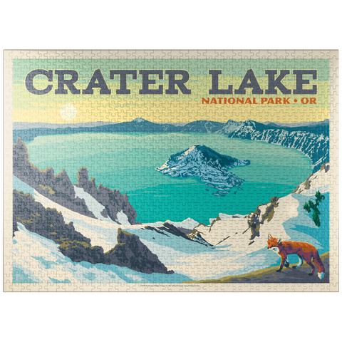puzzleplate Crater Lake National Park: Winter Fox (Horizontal) 1000 Jigsaw Puzzle