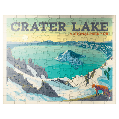 puzzleplate Crater Lake National Park: Winter Fox (Horizontal) 100 Jigsaw Puzzle