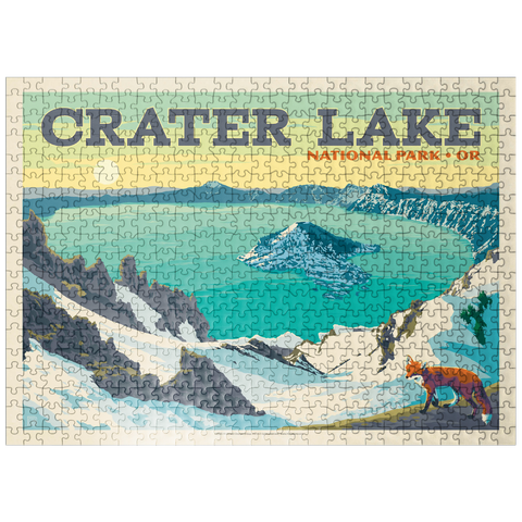 puzzleplate Crater Lake National Park: Winter Fox (Horizontal) 500 Jigsaw Puzzle