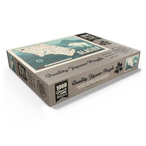Map of Glacier National Park, Vintage Poster 1000 Jigsaw Puzzle box view1