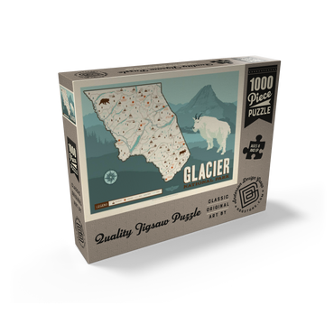 Map of Glacier National Park, Vintage Poster 1000 Jigsaw Puzzle box view2