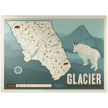 puzzleplate Map of Glacier National Park, Vintage Poster 1000 Jigsaw Puzzle