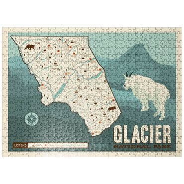 puzzleplate Map of Glacier National Park, Vintage Poster 500 Jigsaw Puzzle