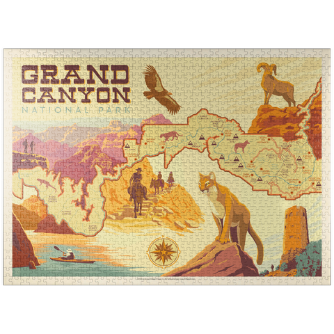 puzzleplate Grand Canyon National Park: Illustrated Map 1000 Jigsaw Puzzle