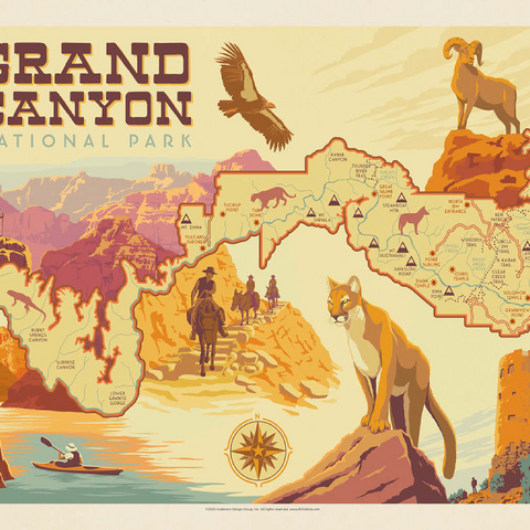 Grand Canyon National Park: Illustrated Map 100 Jigsaw Puzzle 3D Modell