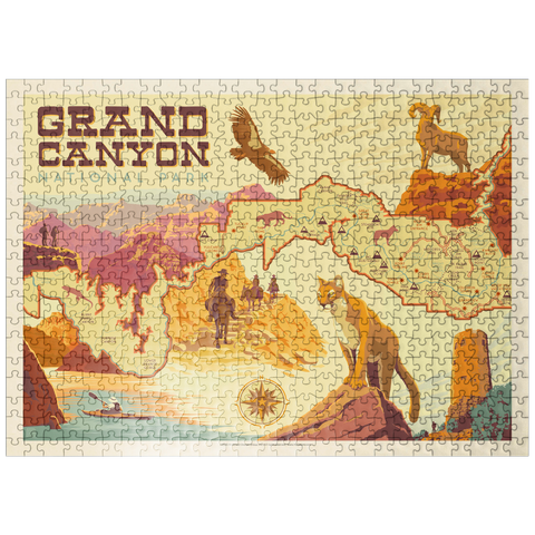 puzzleplate Grand Canyon National Park: Illustrated Map 500 Jigsaw Puzzle