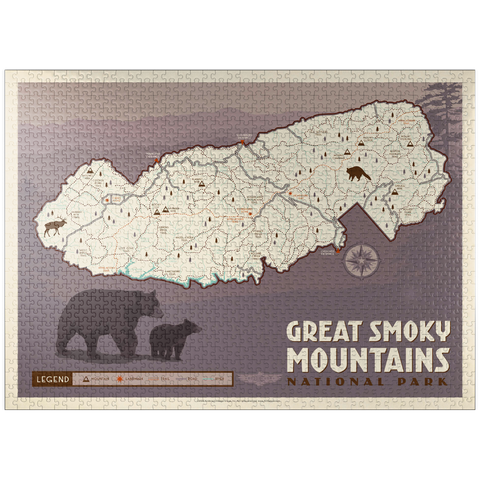 puzzleplate Map of Great Smoky Mtns National Park, Vintage Poster 1000 Jigsaw Puzzle