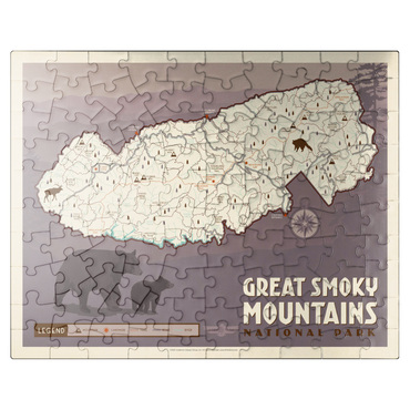 puzzleplate Map of Great Smoky Mtns National Park, Vintage Poster 100 Jigsaw Puzzle