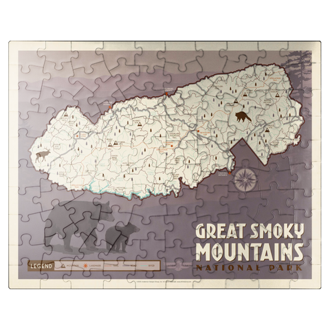puzzleplate Map of Great Smoky Mtns National Park, Vintage Poster 100 Jigsaw Puzzle