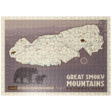 puzzleplate Map of Great Smoky Mtns National Park, Vintage Poster 500 Jigsaw Puzzle