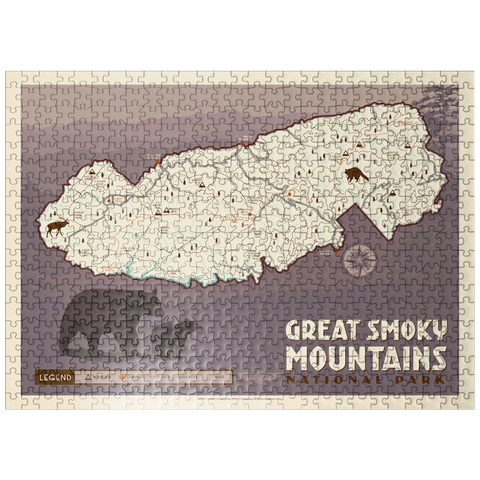 puzzleplate Map of Great Smoky Mtns National Park, Vintage Poster 500 Jigsaw Puzzle