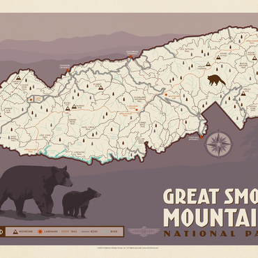 Map of Great Smoky Mtns National Park, Vintage Poster 500 Jigsaw Puzzle 3D Modell