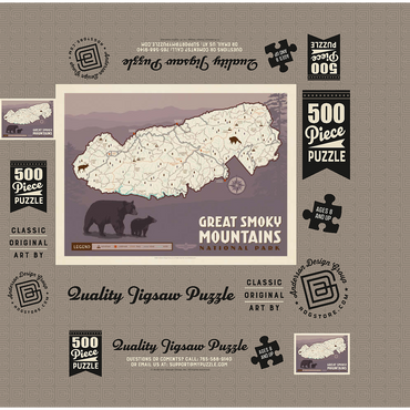 Map of Great Smoky Mtns National Park, Vintage Poster 500 Jigsaw Puzzle box 3D Modell