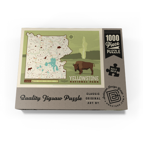 Map of Yellowstone National Park, Vintage Poster 1000 Jigsaw Puzzle box view3