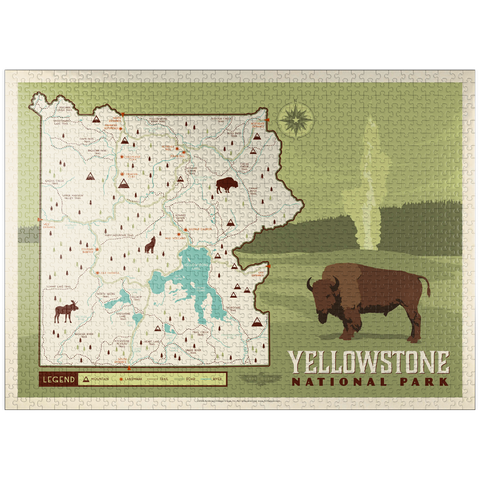 puzzleplate Map of Yellowstone National Park, Vintage Poster 1000 Jigsaw Puzzle
