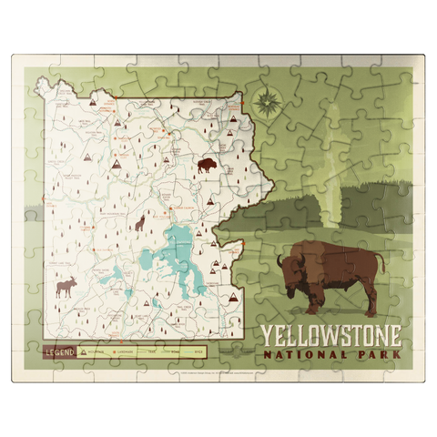 puzzleplate Map of Yellowstone National Park, Vintage Poster 100 Jigsaw Puzzle
