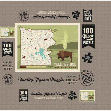 Map of Yellowstone National Park, Vintage Poster 100 Jigsaw Puzzle box 3D Modell