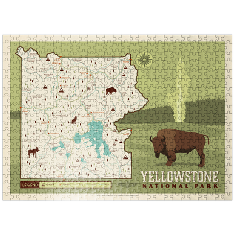 puzzleplate Map of Yellowstone National Park, Vintage Poster 500 Jigsaw Puzzle