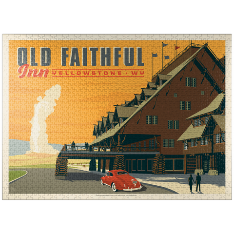 puzzleplate Yellowstone National Park: Old Faithful Inn, Vintage Poster 1000 Jigsaw Puzzle