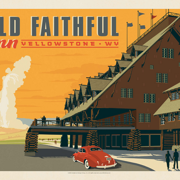 Yellowstone National Park: Old Faithful Inn, Vintage Poster 1000 Jigsaw Puzzle 3D Modell