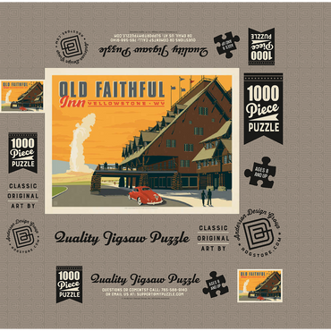 Yellowstone National Park: Old Faithful Inn, Vintage Poster 1000 Jigsaw Puzzle box 3D Modell