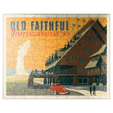puzzleplate Yellowstone National Park: Old Faithful Inn, Vintage Poster 100 Jigsaw Puzzle