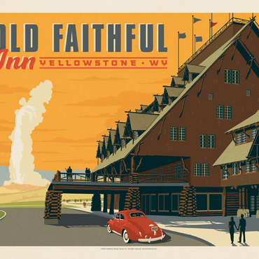 Yellowstone National Park: Old Faithful Inn, Vintage Poster 100 Jigsaw Puzzle 3D Modell