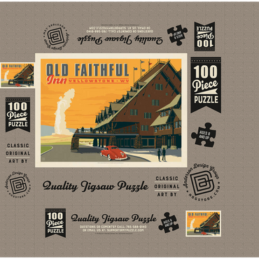 Yellowstone National Park: Old Faithful Inn, Vintage Poster 100 Jigsaw Puzzle box 3D Modell