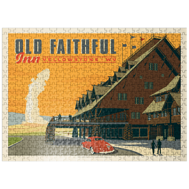 puzzleplate Yellowstone National Park: Old Faithful Inn, Vintage Poster 500 Jigsaw Puzzle