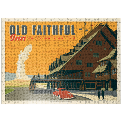 puzzleplate Yellowstone National Park: Old Faithful Inn, Vintage Poster 500 Jigsaw Puzzle