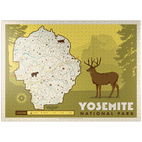 puzzleplate Map of Yosemite National Park, Vintage Poster 1000 Jigsaw Puzzle