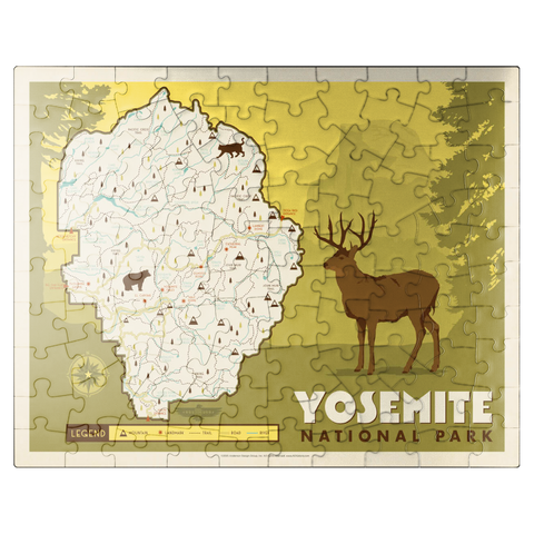 puzzleplate Map of Yosemite National Park, Vintage Poster 100 Jigsaw Puzzle