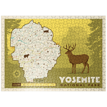 puzzleplate Map of Yosemite National Park, Vintage Poster 500 Jigsaw Puzzle