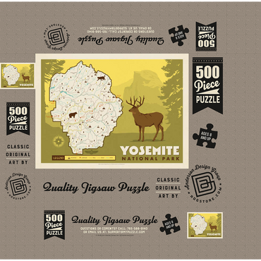 Map of Yosemite National Park, Vintage Poster 500 Jigsaw Puzzle box 3D Modell