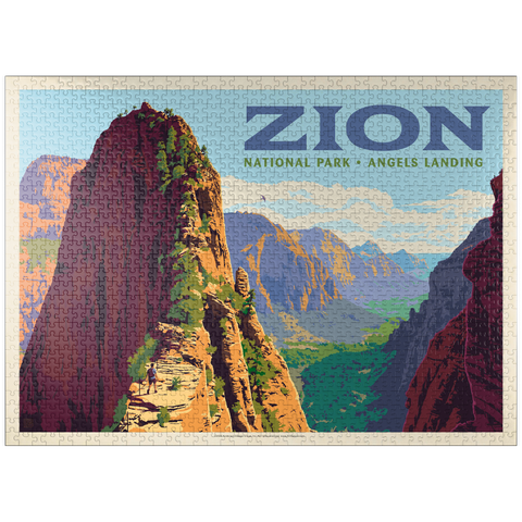puzzleplate Zion National Park: Ascent To Angels Landing (Horizontal) 1000 Jigsaw Puzzle